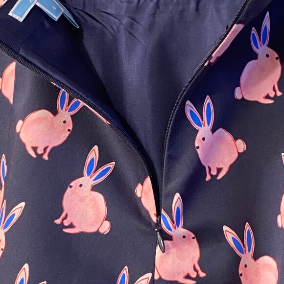 Draper James Sz 6 Skirt Navy Blue Pink Bunnies Mini Lined - Picture 6 of 9